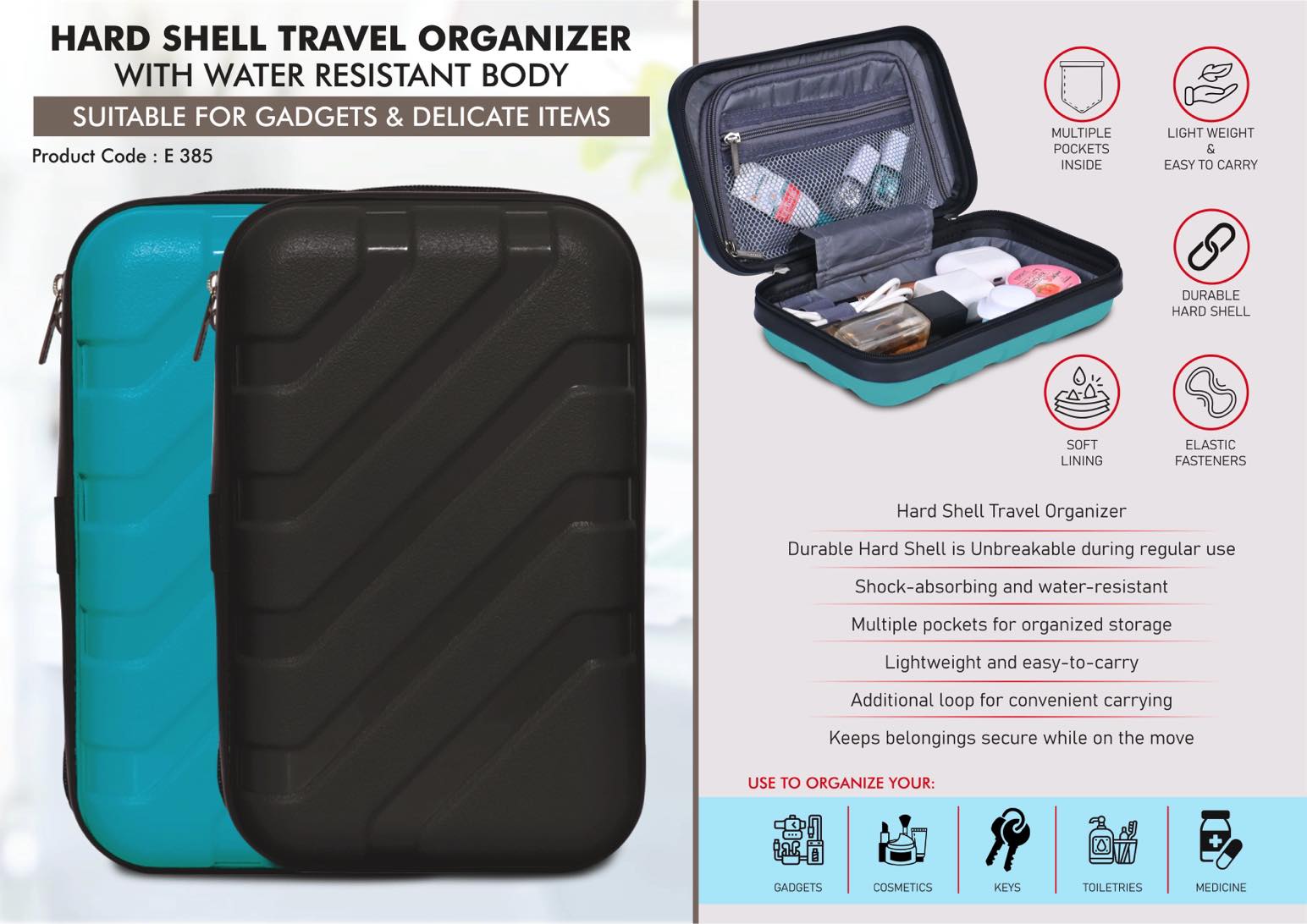 Shock-Absorbing Unbreakable Organizer | Hard Shell Tech travel suite