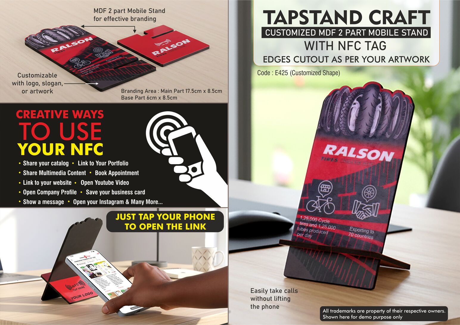 TapStand Craft NFC | Customized MDF Smart Mobile Stand