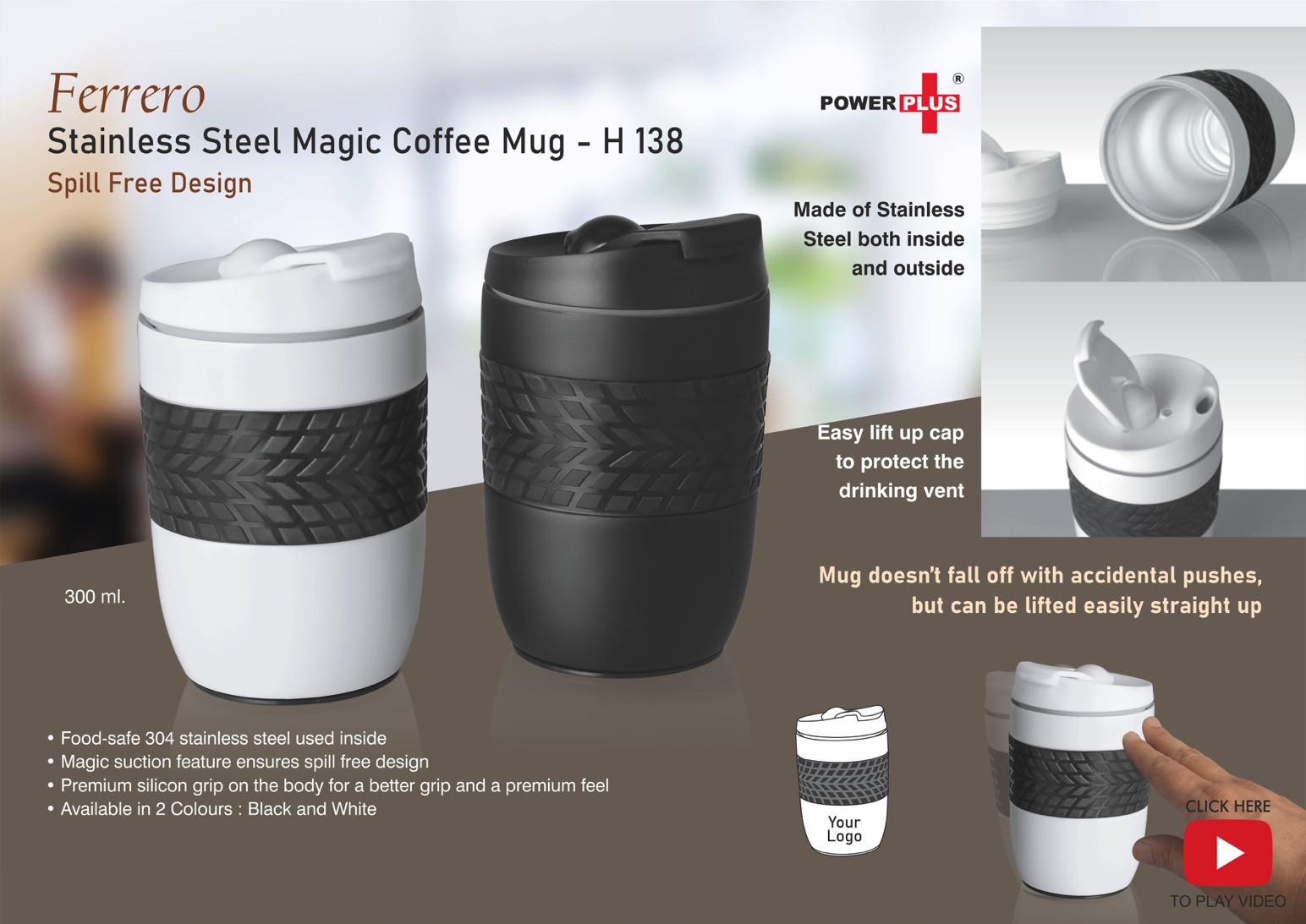 Ferrero Magic Spill-Free | Premium Stainless steel Coffee Mug