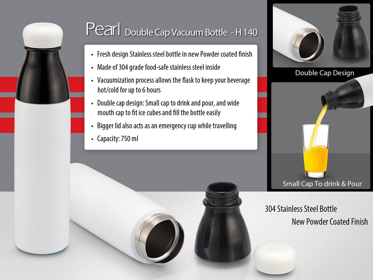 Pearl Powder-Coated Duo | Double-Cap Vacuum Bottle Suite