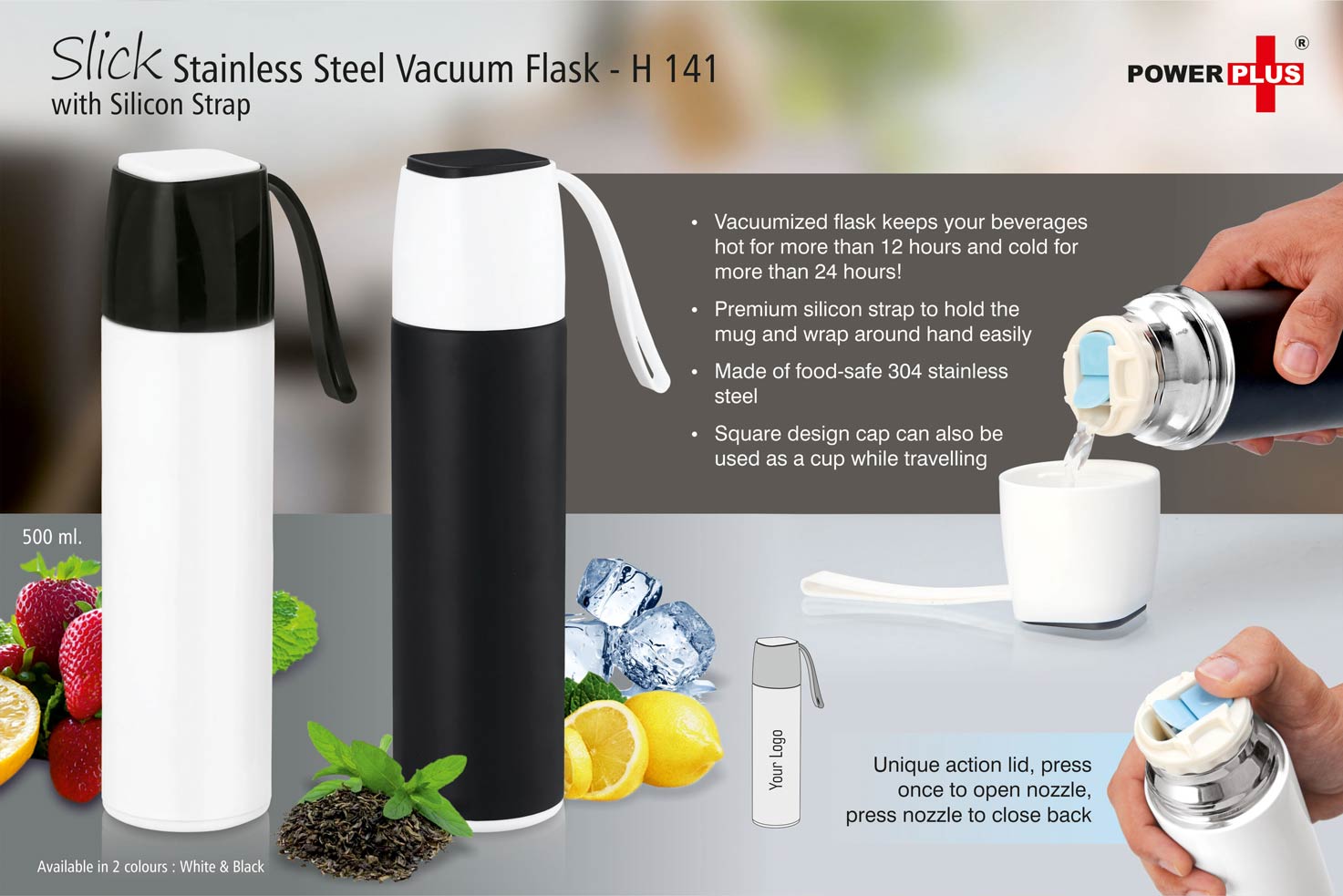 Slick Silicon Strap Suite | Vacuum-Insulated Stainless steel Flask