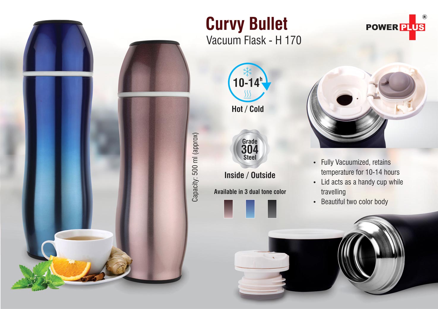 Curvy Bullet Series | Vacuum-Insulated Stainless steel Flask