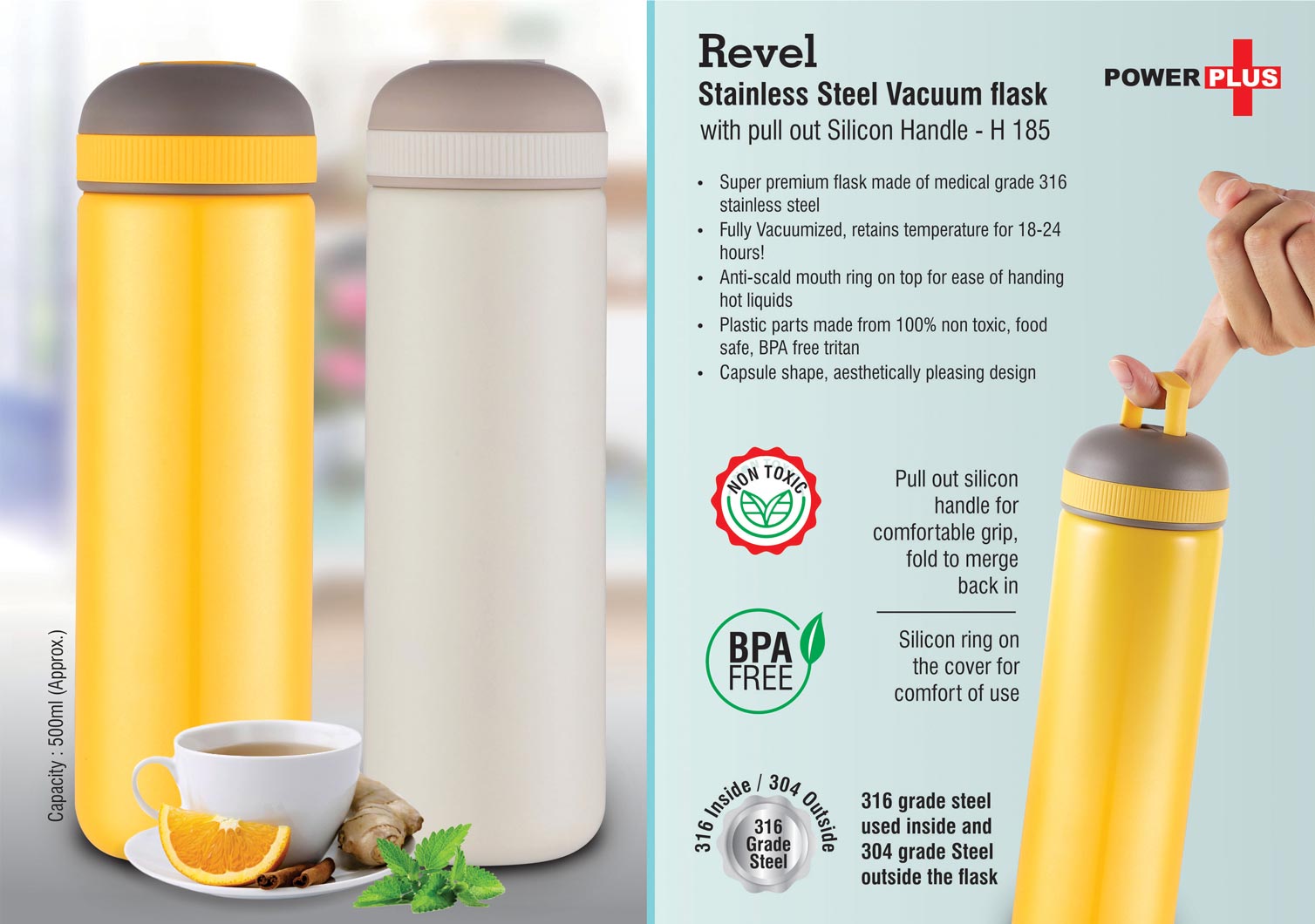 Revel Silicon Handle | Vacuum-Insulated Stainless steel Flask