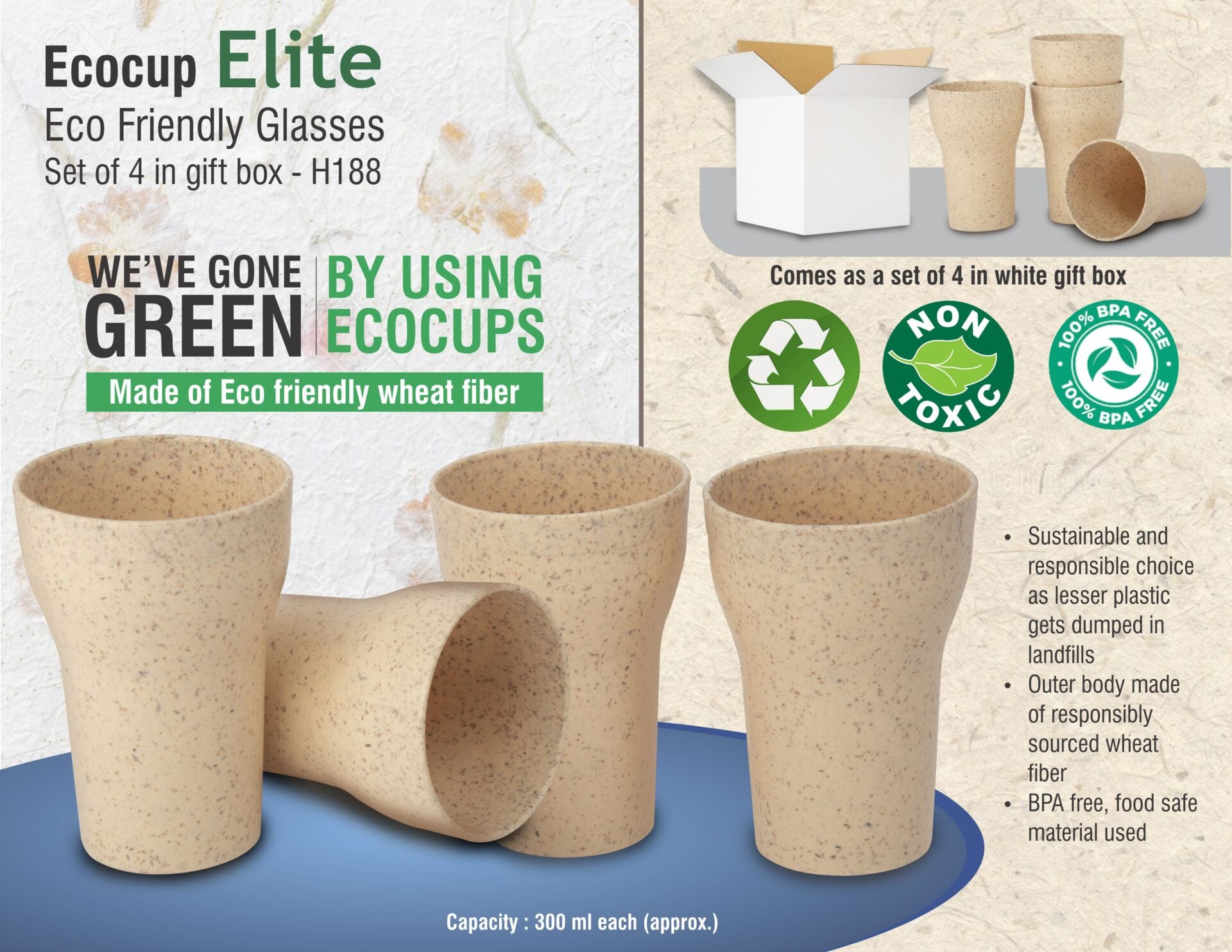 EcoCup Elite Sustainable Set | 4-Pc Premium Gifting Glasses
