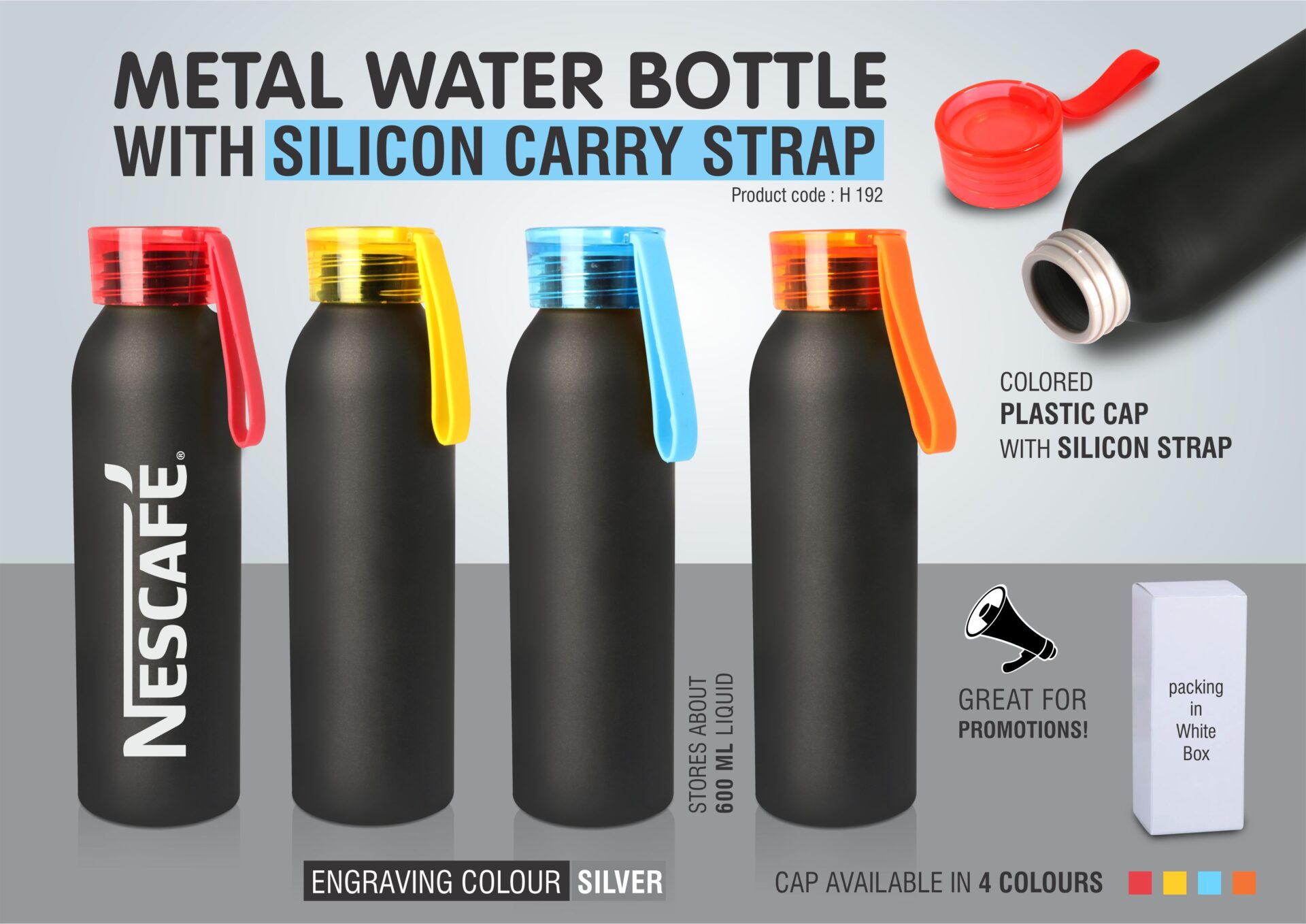 Silicon-Strap Metal Duo | 600ml Premium Sports Bottle