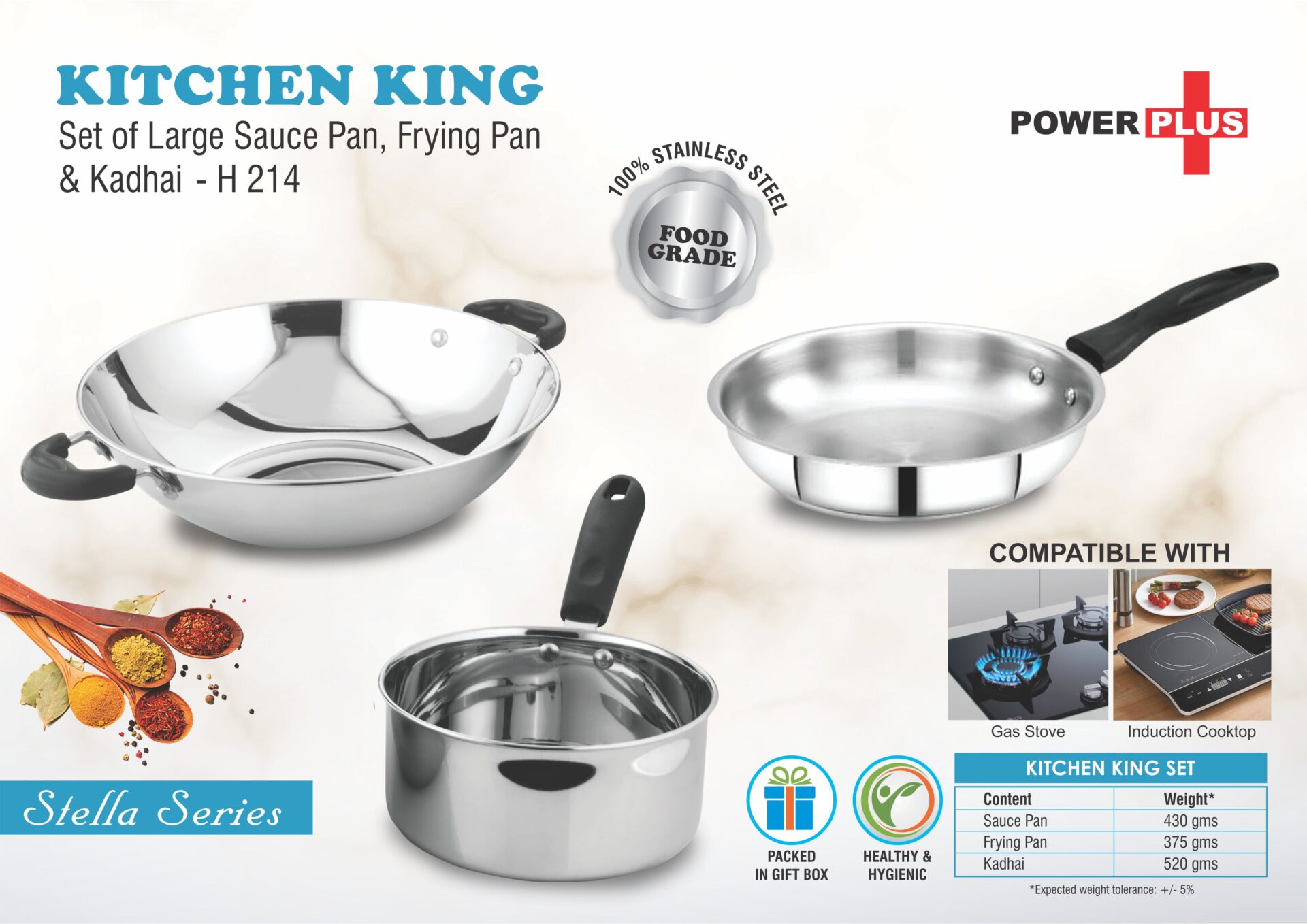 Stainless Pan & Kadhai Essentials | Kitchen King 3-Pc Culinary Set