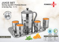Stainless serving Jug & Glass Suite | Premium Juice Set with Tray