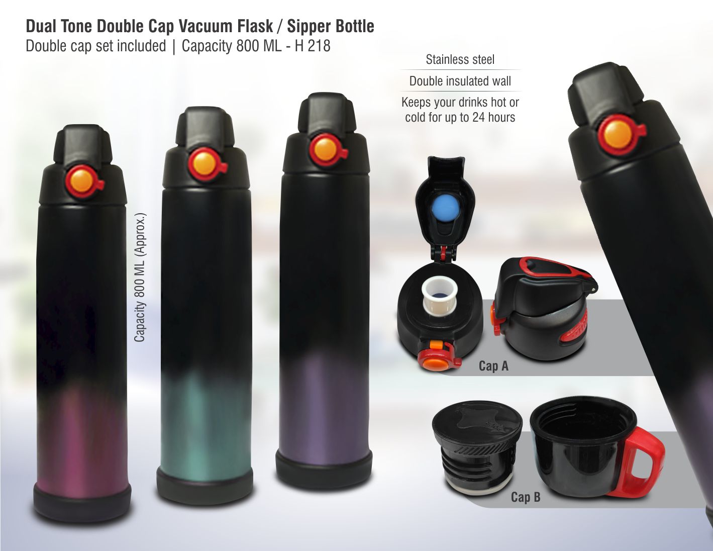 Double-Cap Vacuum Duo | 800ml Flask & Sipper Evolution