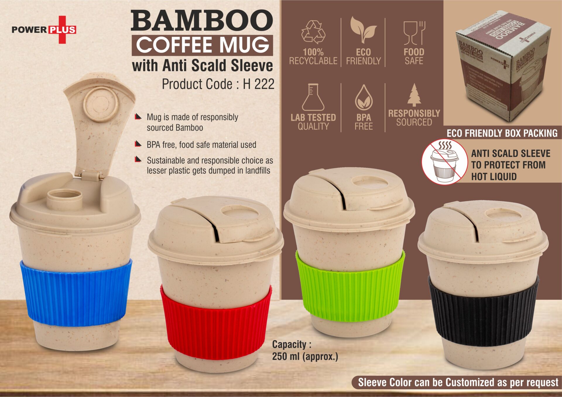 Bamboo Anti-Scald Classic | Flip-Top Sustainable Coffee Mug