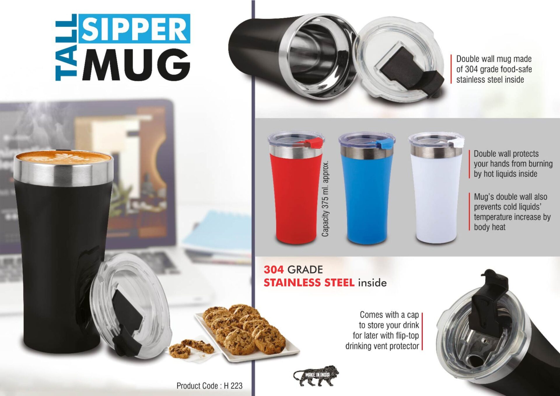 Tall Sipper 304 Grade | Premium 400ml Stainless steel Mug