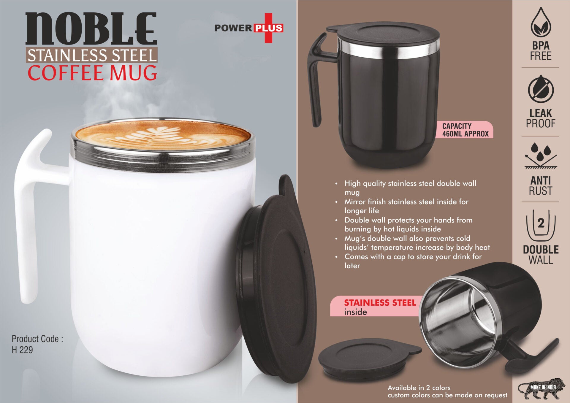 Noble Pointy-Handle Suite | Dual-Wall 460ml Stainless Mug