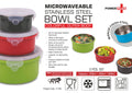 Colorful Microwaveable SS Bowls | 3-Pc High-Capacity Set