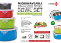 Colorful Microwaveable SS Bowls | 4-Pc High-Capacity Set