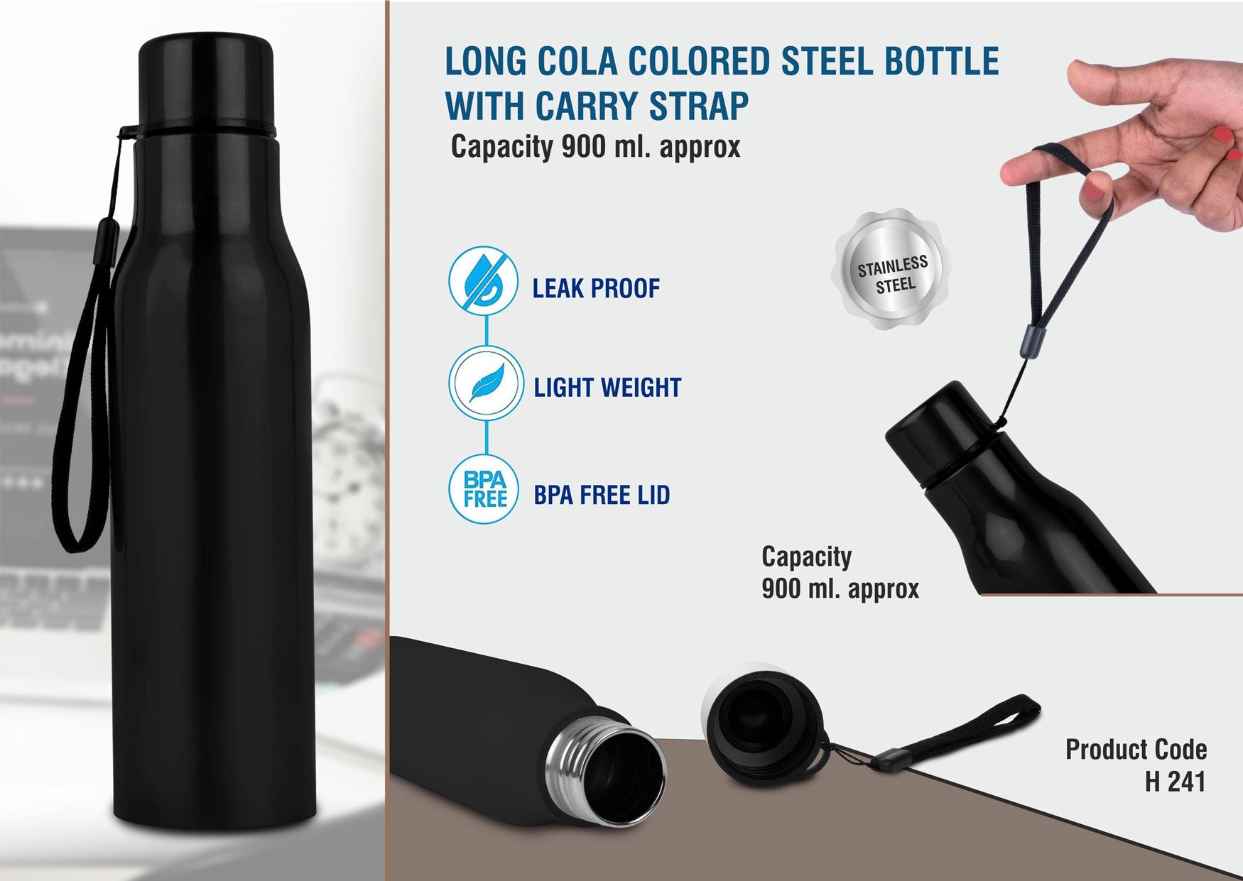 Colored Long Cola Series | Carry-Strap Stainless Bottle