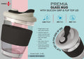 Premia Silicon Grip Duo | Flip-Top Borosilicate Glass Mug
