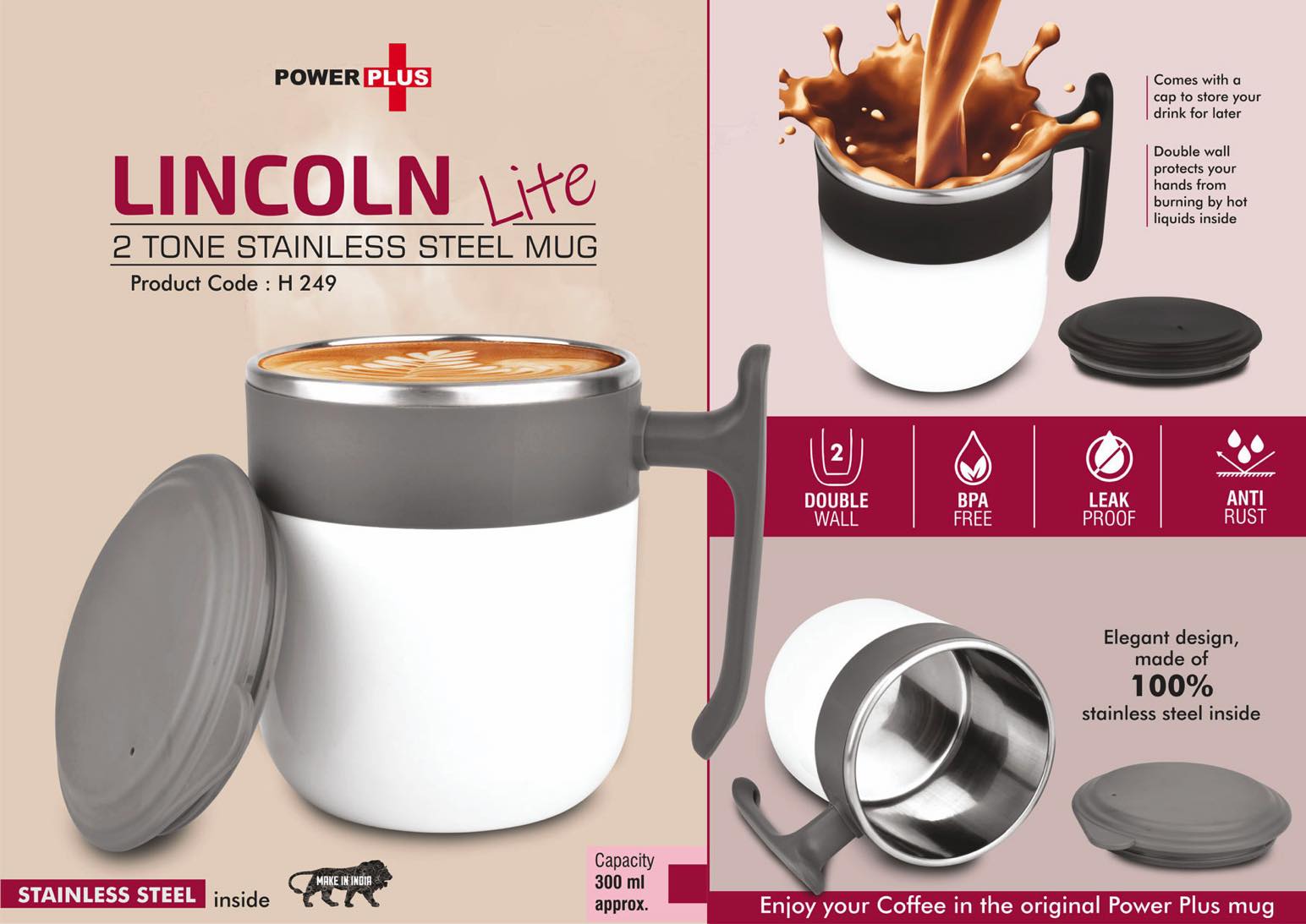 Lincoln Lite Two-Tone | Leakproof BPA-Free Stainless Mug