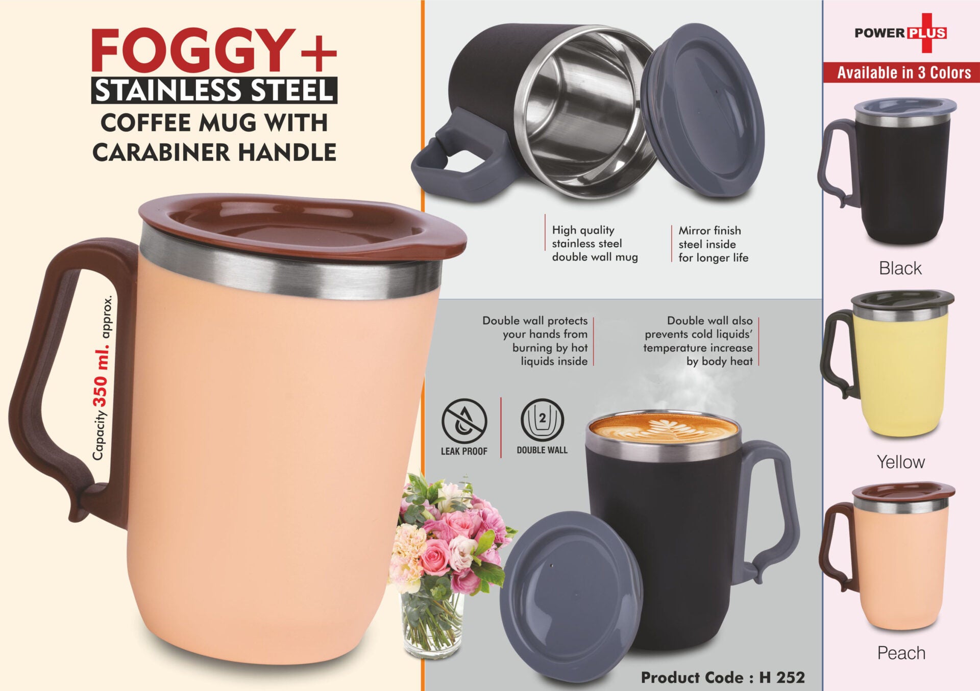 Foggy+ Carabiner Handle | Leakproof Stainless steel Coffee Mug