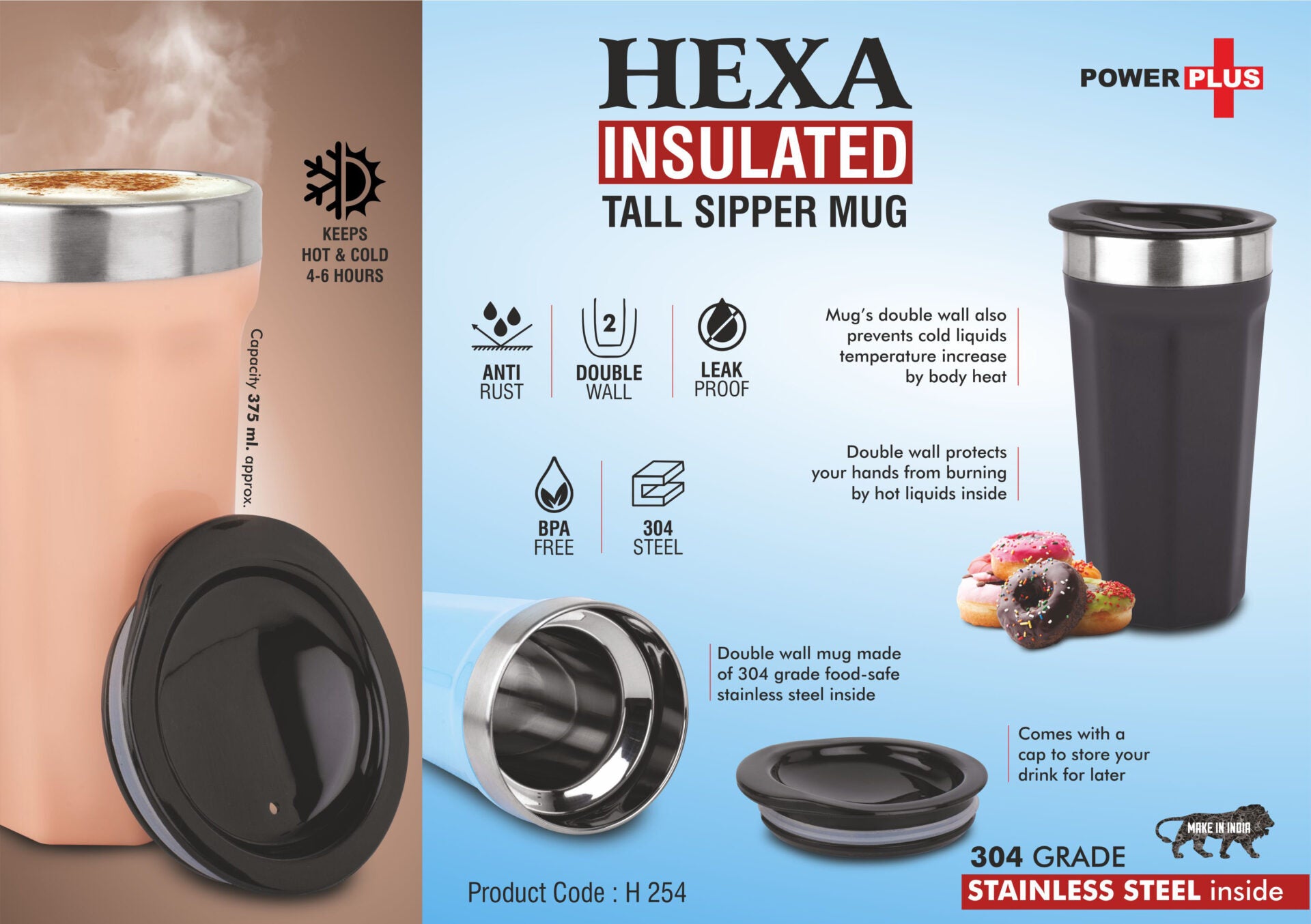 Hexa 4-Hr Thermal Sipper | 304 Grade Stainless steel Inner Body