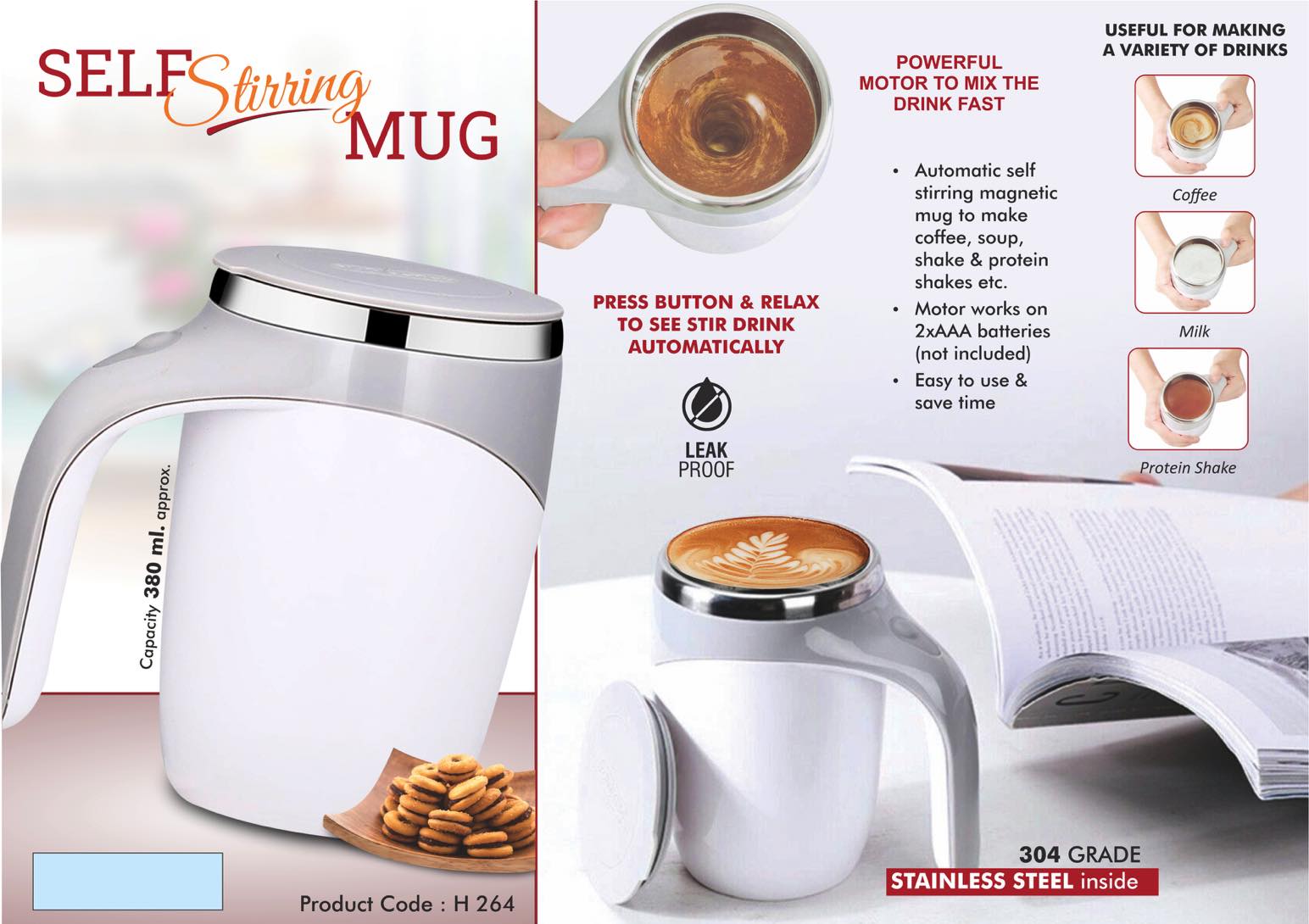 Automated Self-Stirring Elite | 304 Grade Stainless Steel Mug