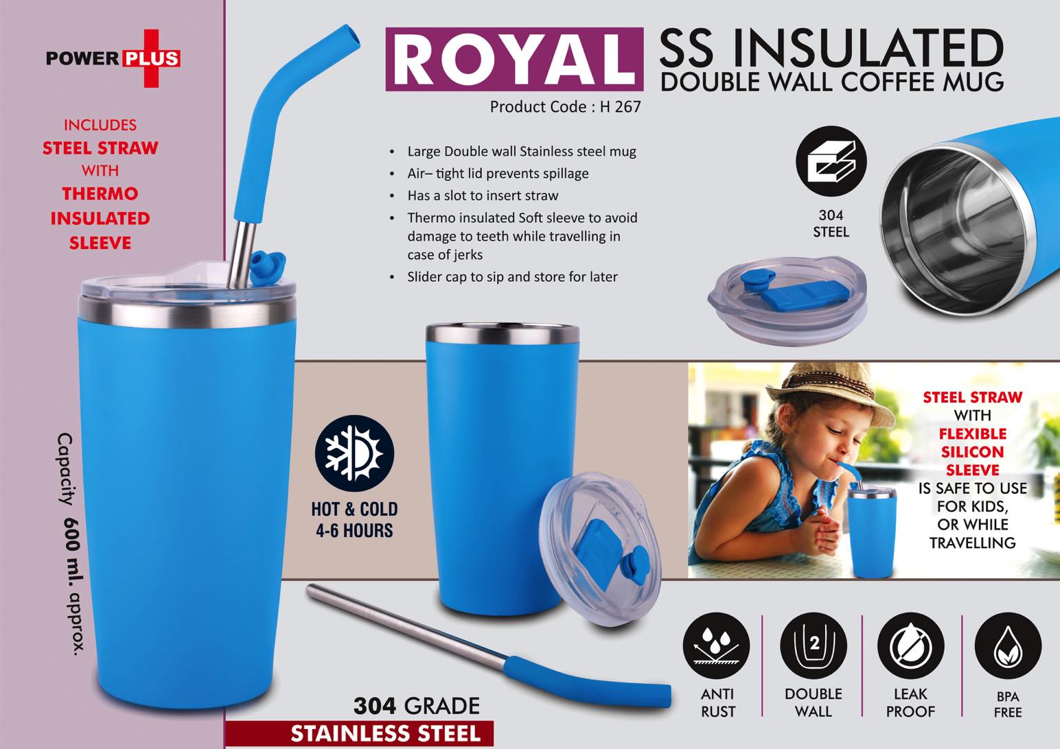 Royal Double-Wall Slider | Includes Insulated Steel Straw Mug