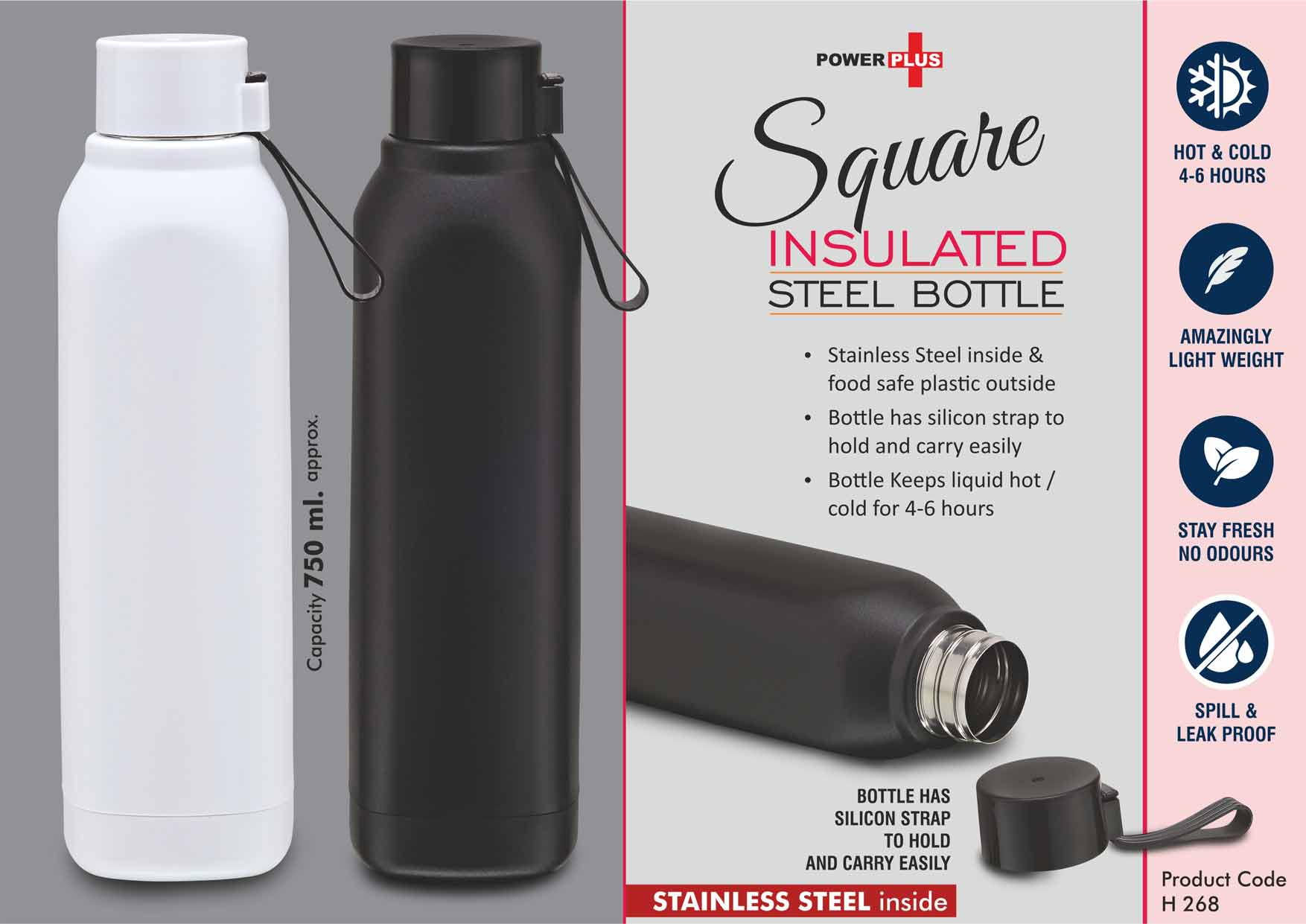 Square Insulated Duo | 6-Hr Thermal Stainless steel Bottle