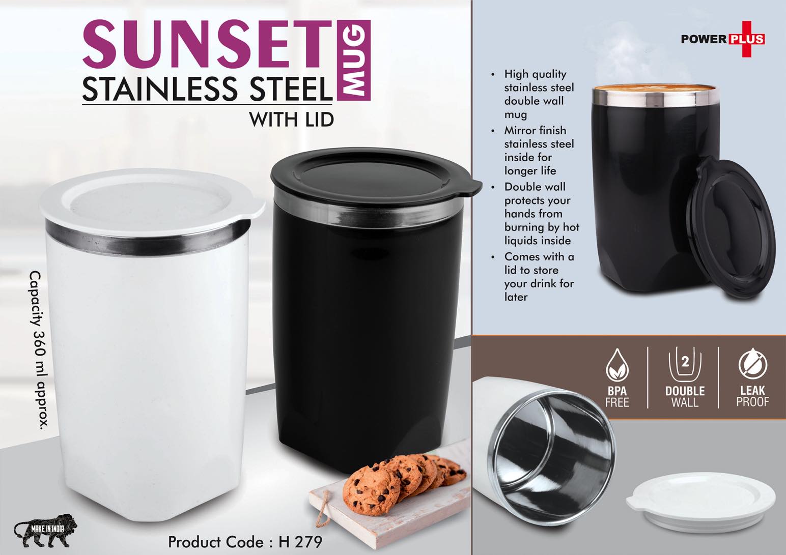 Sunset Leak-Proof Duo | BPA-Free Stainless steel Mug with Lid