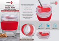 Premia+ Silicon Grip | Slider-Lid Glass Mug with Straw Slot
