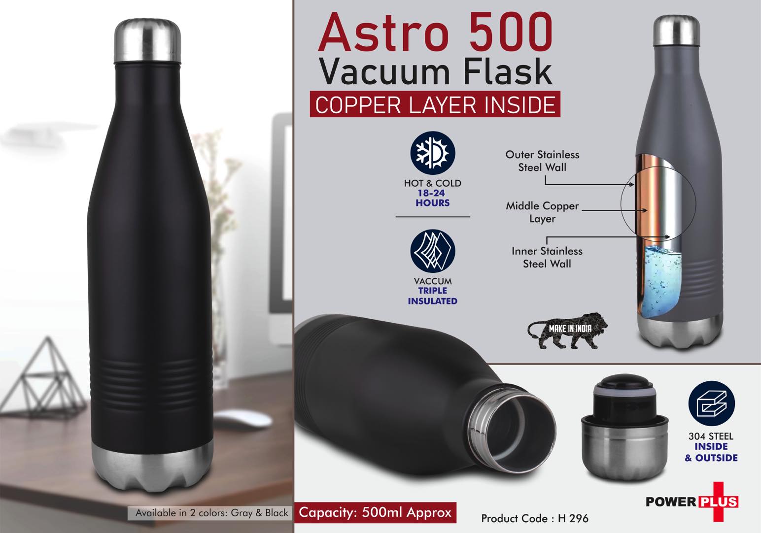 Astro 500 Copper-Layer | 24-Hr Thermal 304 Steel Flask