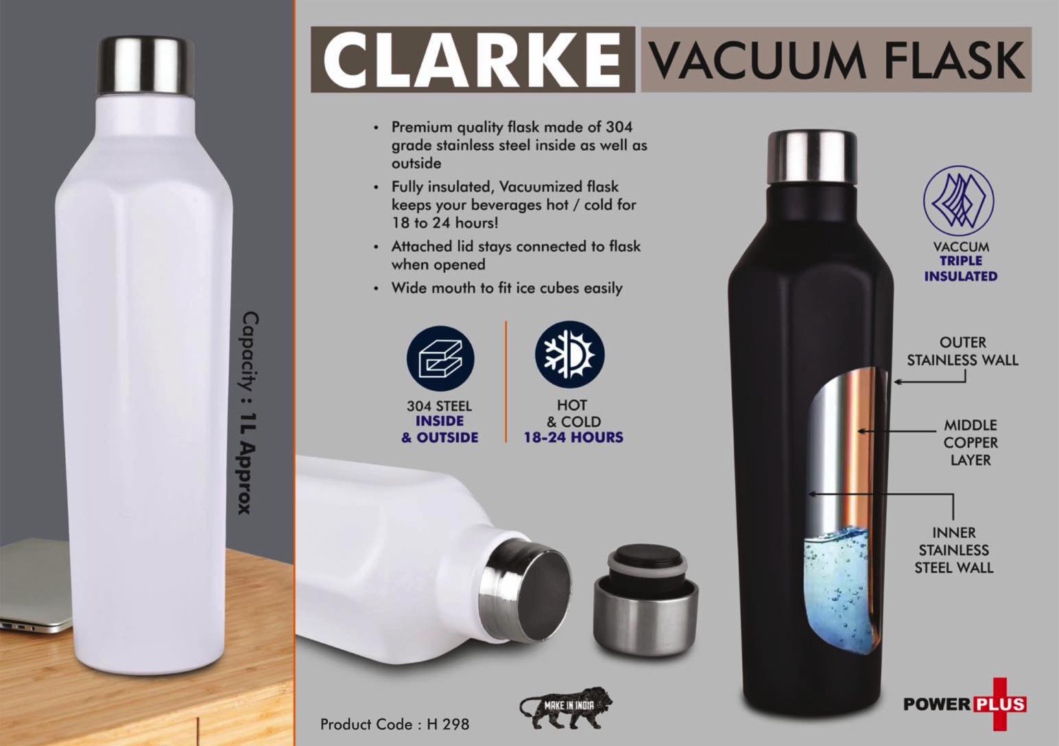 Clarke Copper-Layer Suite | 24-Hr Thermal 304 Steel Flask