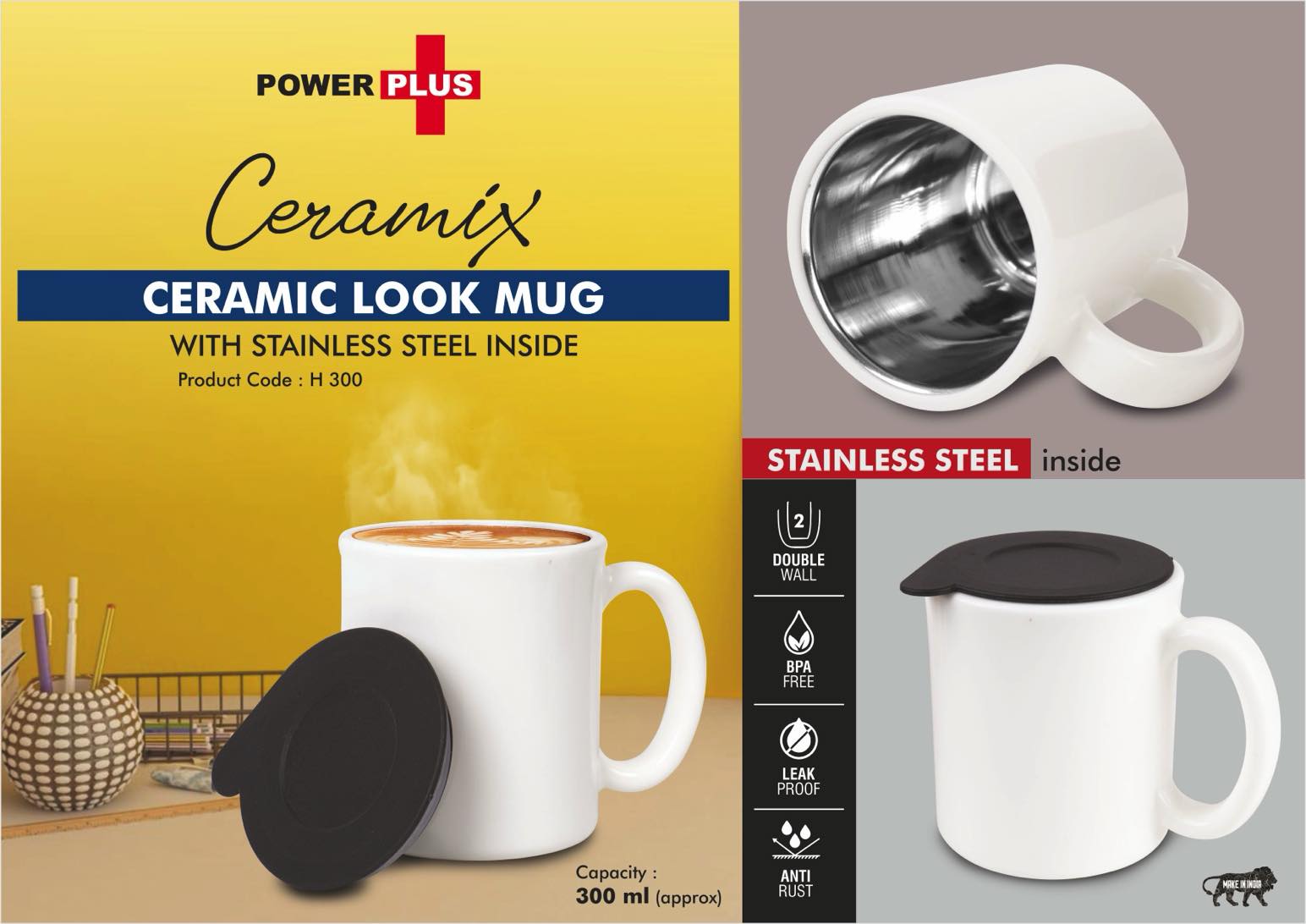 Ceramix Stainless Ensemble | Premium Ceramic-Look Lid Mug