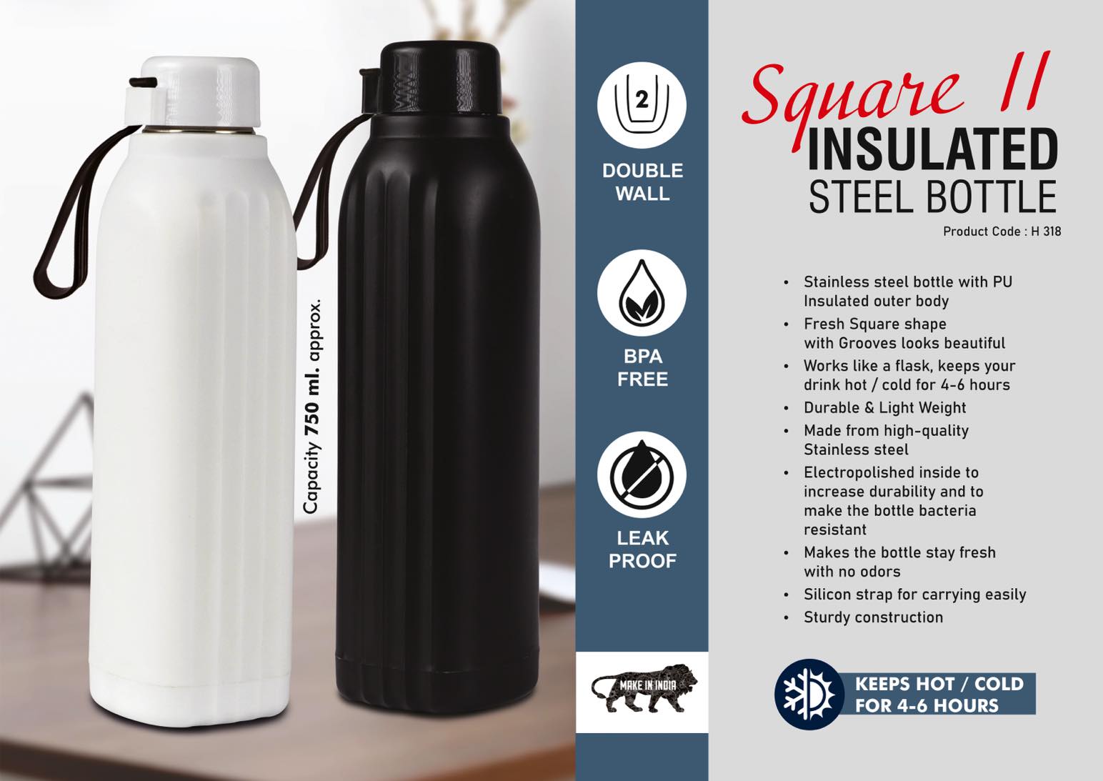 Square II Insulated Suite | 6-Hr Thermal Stainless Bottle