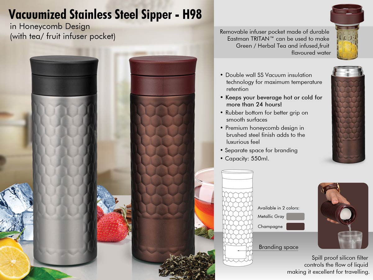 Honeycomb Tea & Fruit Infuser | Vacuumized Stainless Sipper