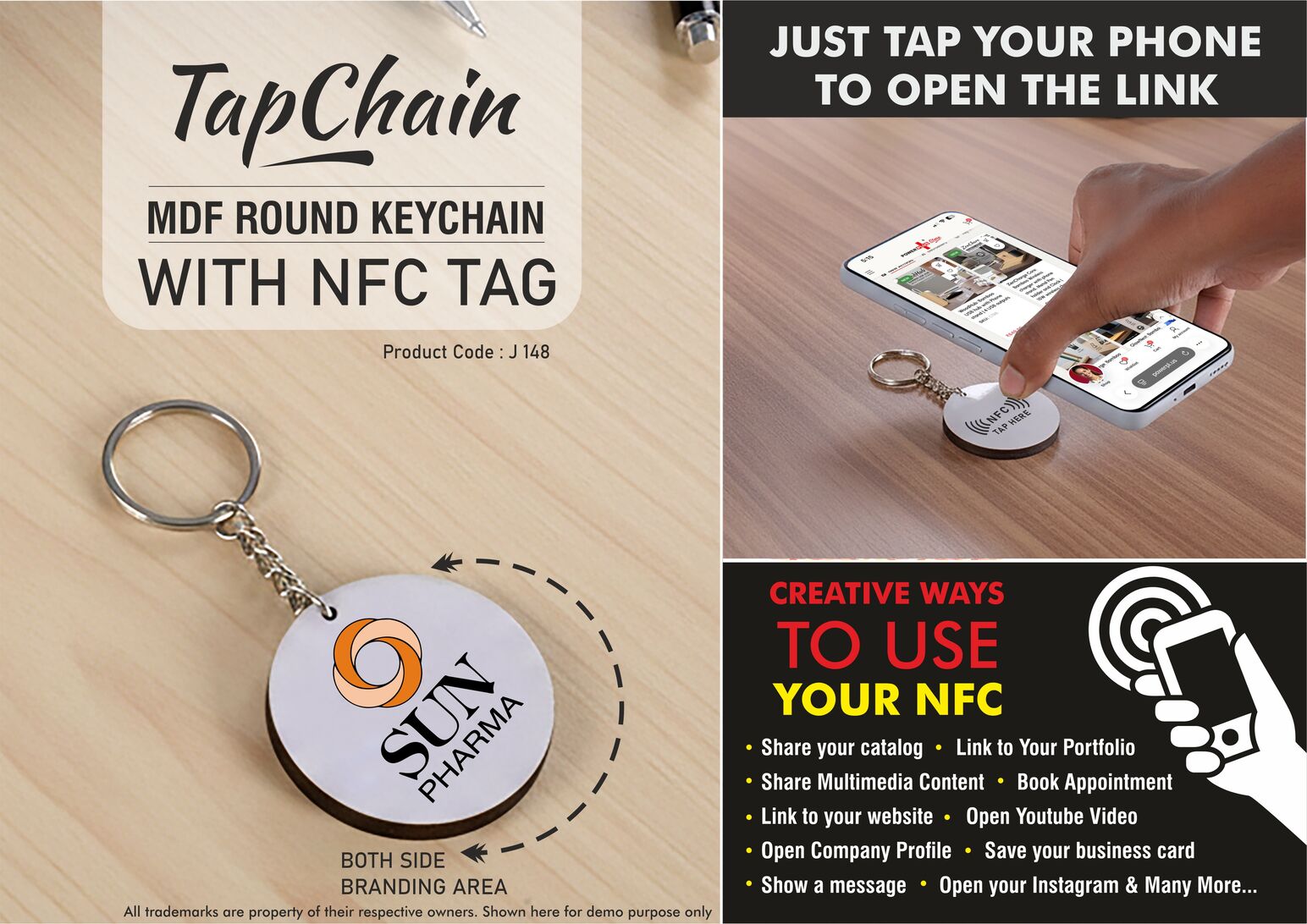 TapChain Round NFC | Customized MDF Smart Keychain Tag
