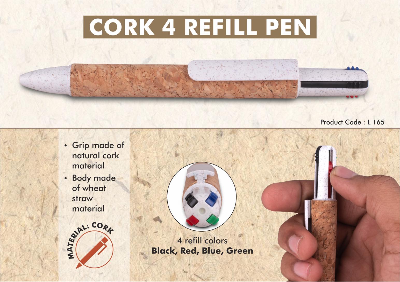 Cork 4-Refill Signature | Premium Sustainability Professional Pen