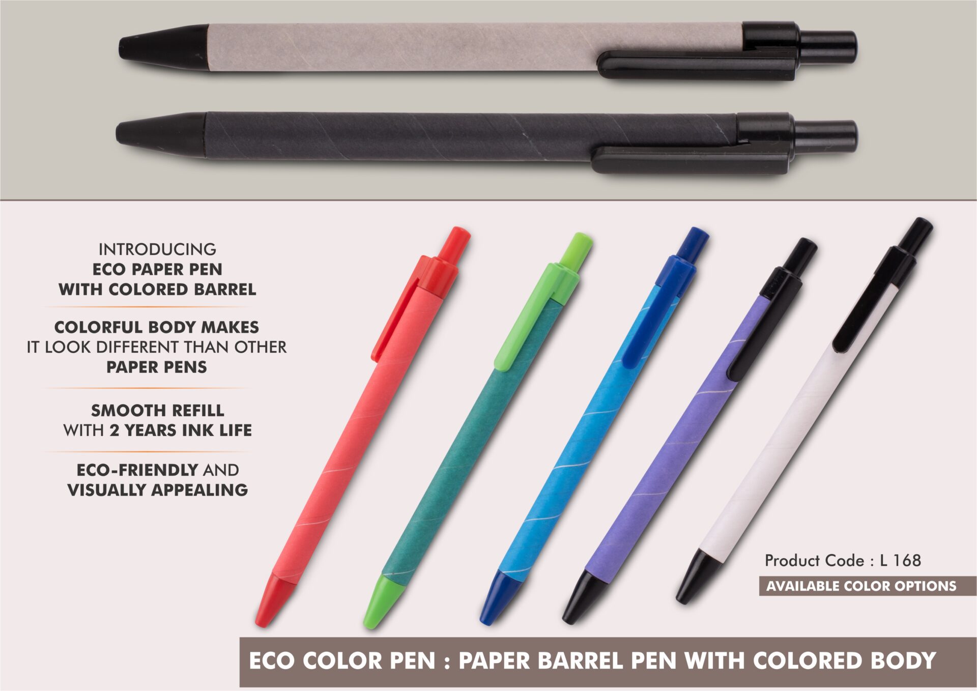 Paper-Barrel Eco Evolution | Colorful Sustainability Office Pen