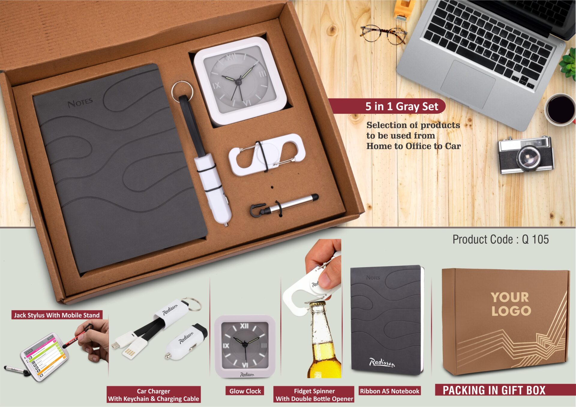 Spinner Bottle Opener Trio | 5-Pc Gray Executive Set