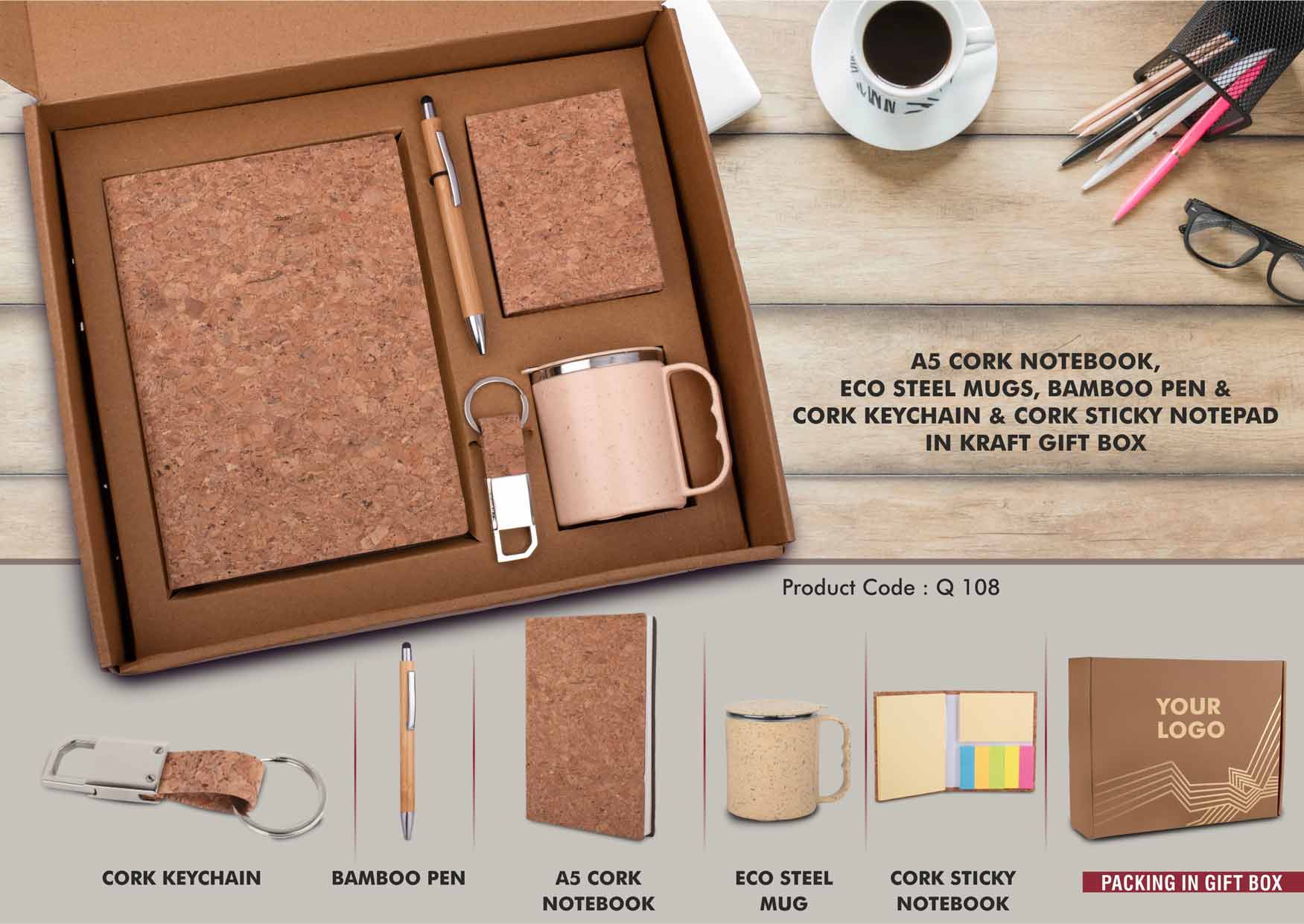 Complete A5 Cork Executive Kit | 5-Pc Eco Premium Set