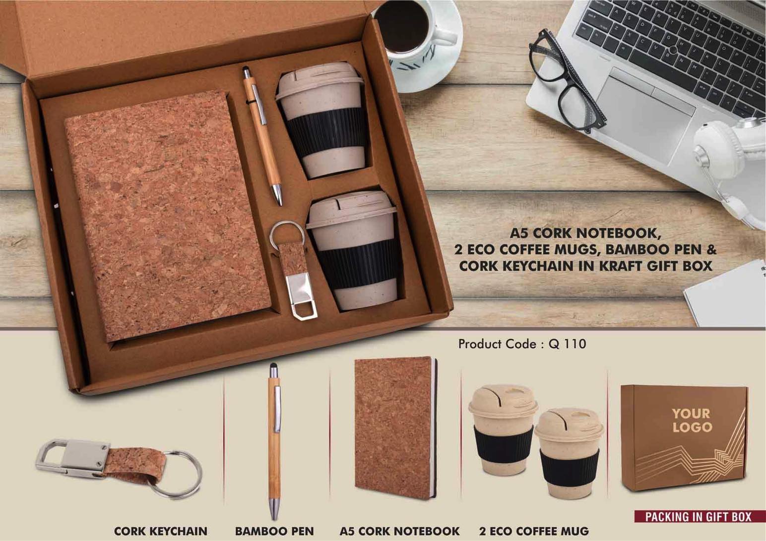 Bamboo Coffee Mug & Cork Duo | 5-Pc Eco-Premium Suite