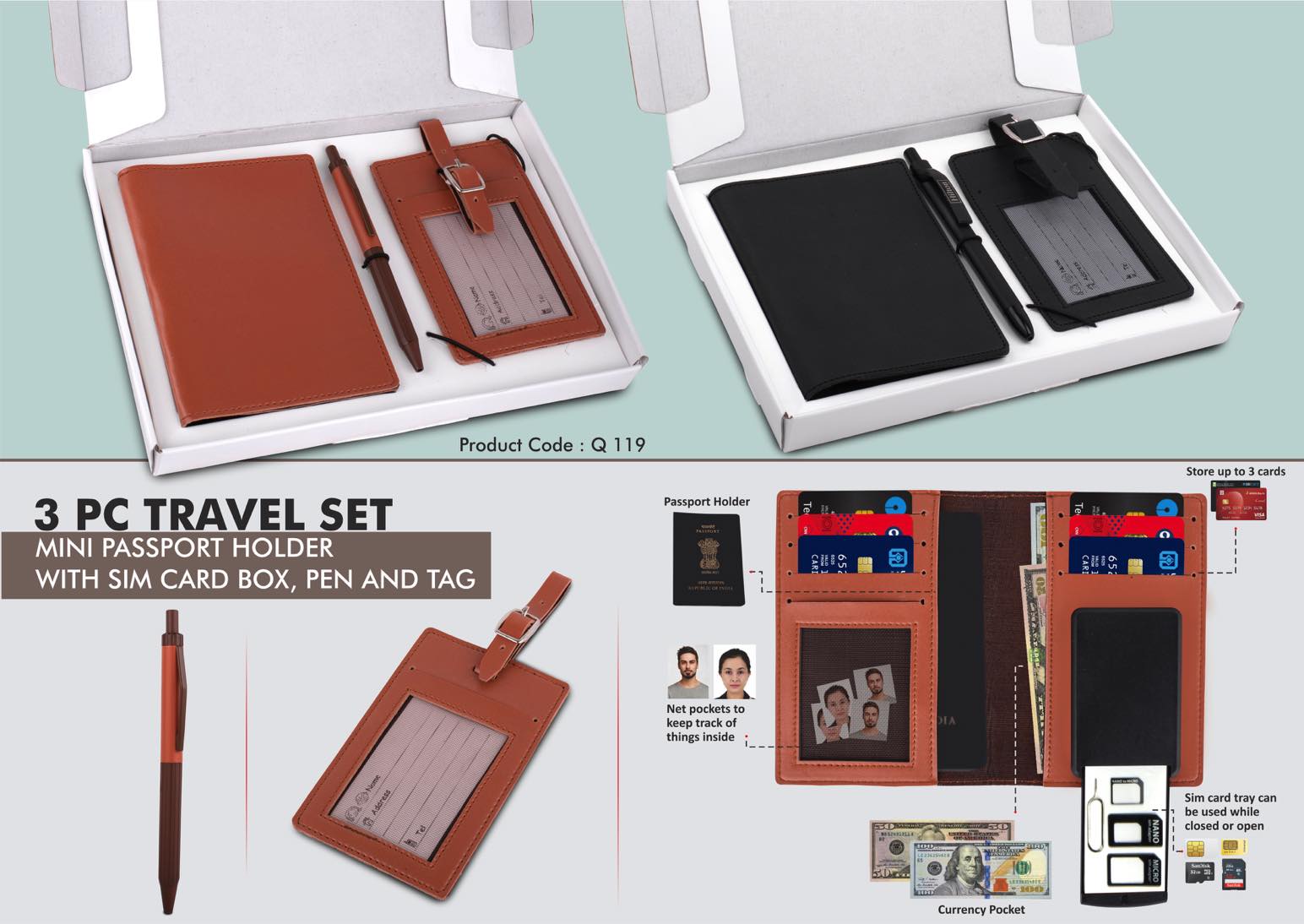 Passport & SIM Storage Trio | 3-Pc Premium Travel Set