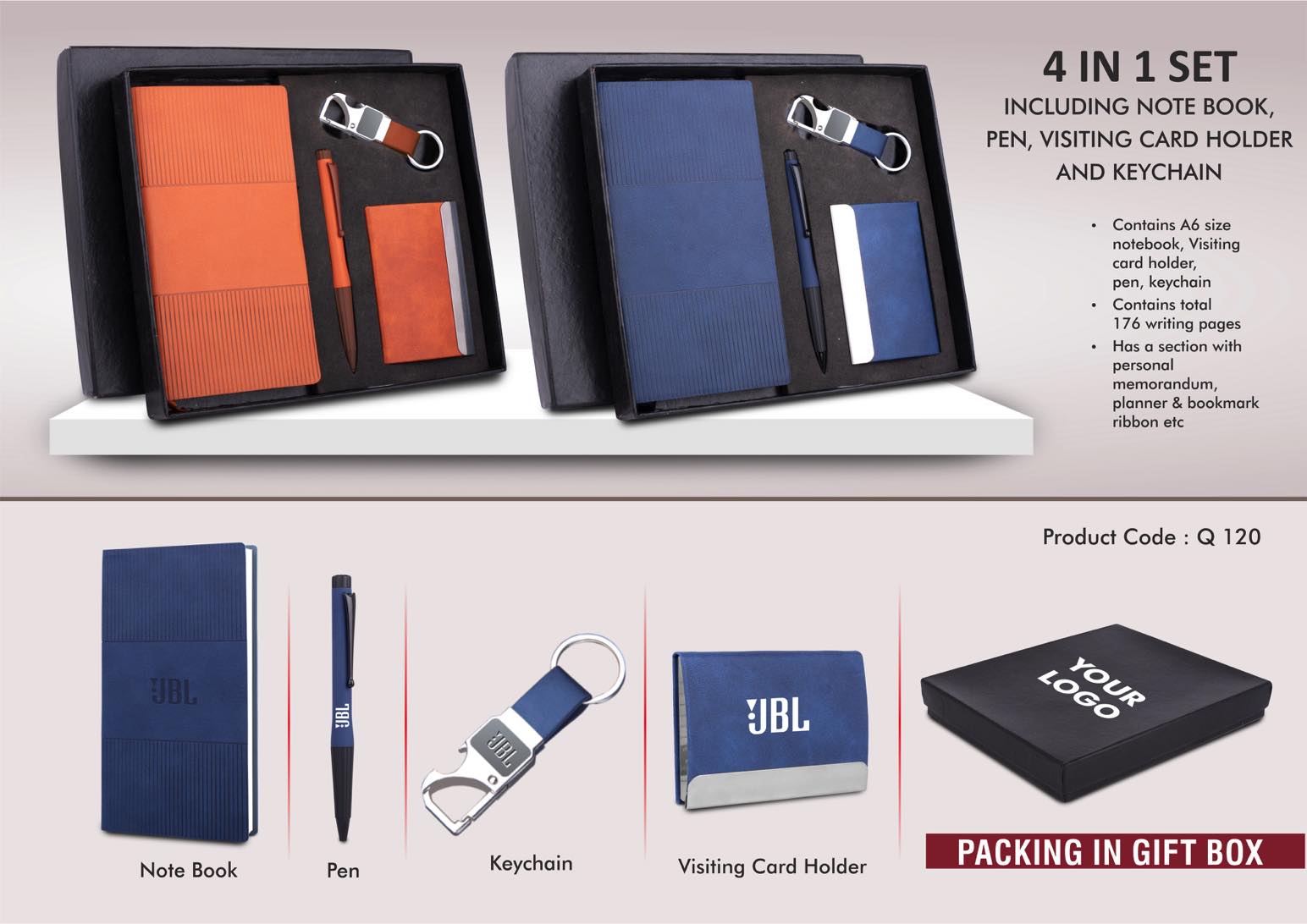 A6 Professional Ensemble | 4-Pc Notebook, Pen & Card Kit