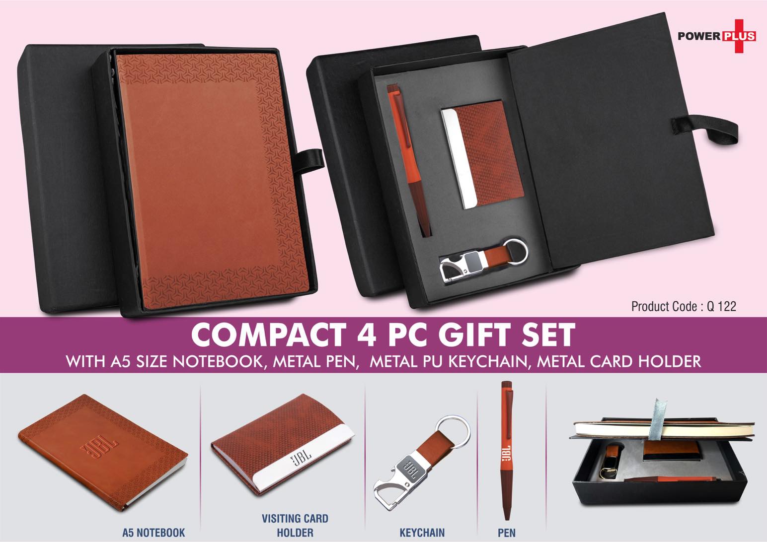 Tan Executive Gifting | 4-Pc A5 Notebook, Pen & Accessory Kit