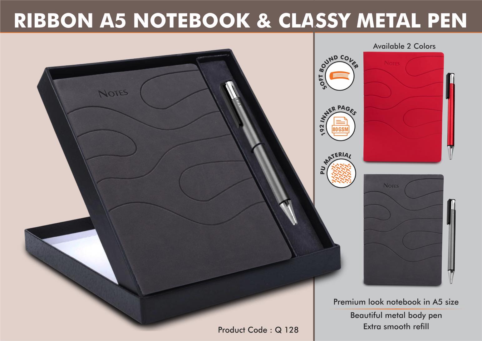 Ribbon Signature Ensemble | A5 Notebook & Classy Metal Pen set