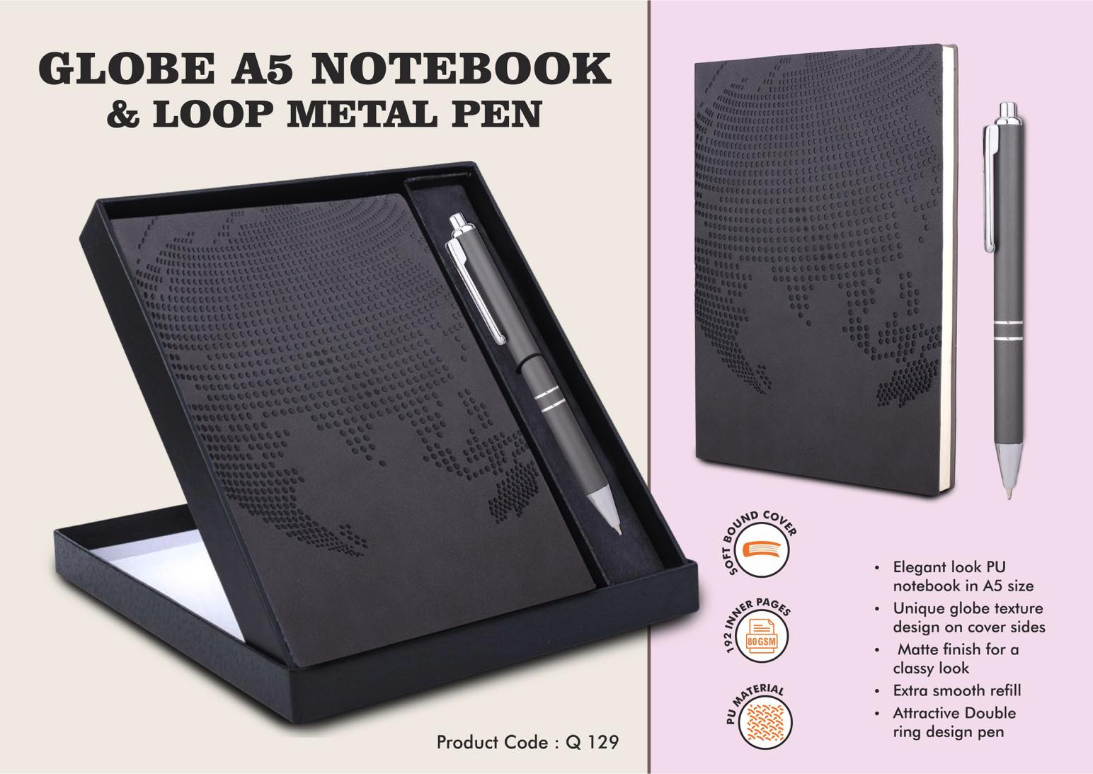 Globe Signature Ensemble | A5 Professional Notebook & Pen set