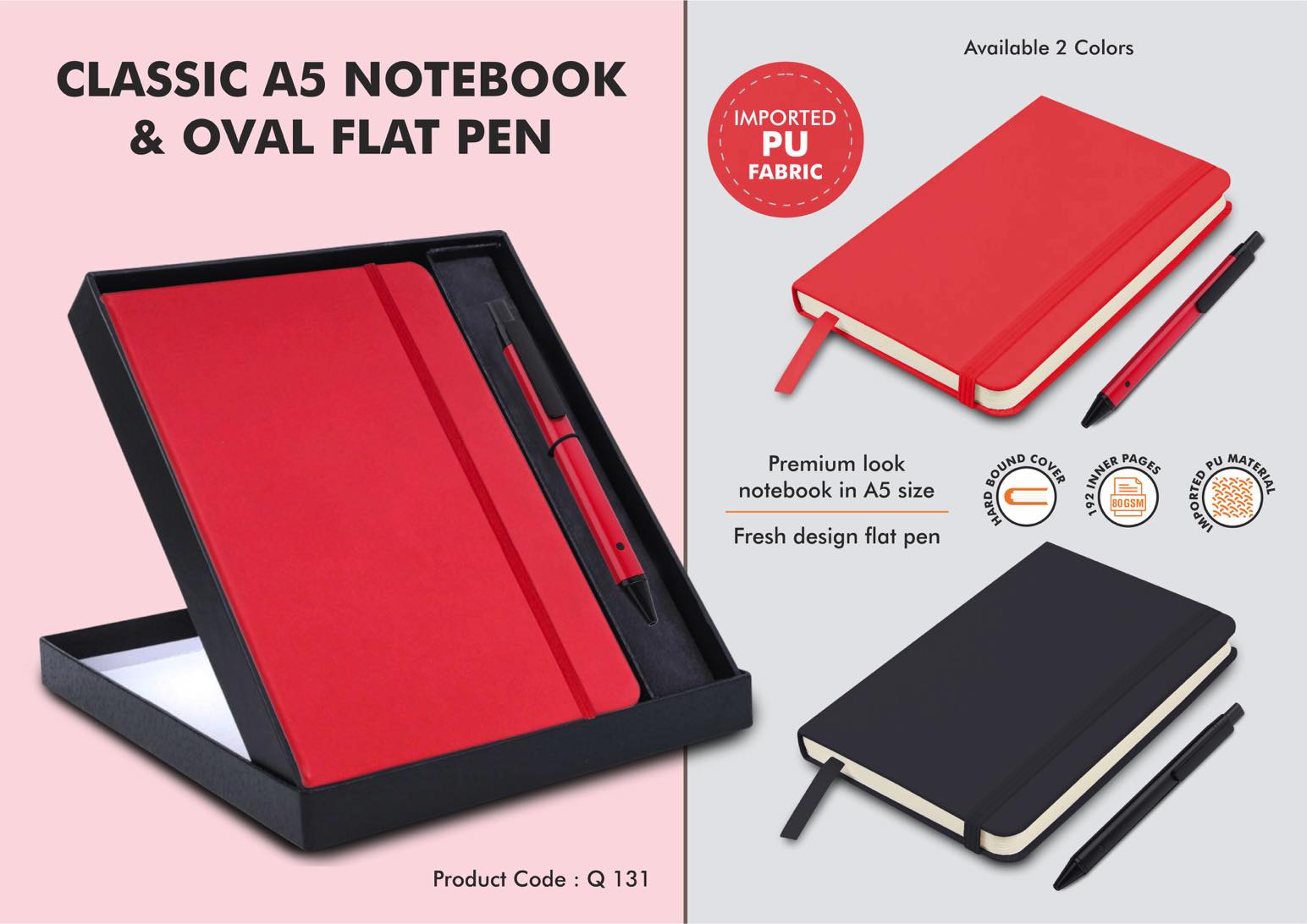 Flat Pen Classic Duo | A5 Elastic Notebook Set