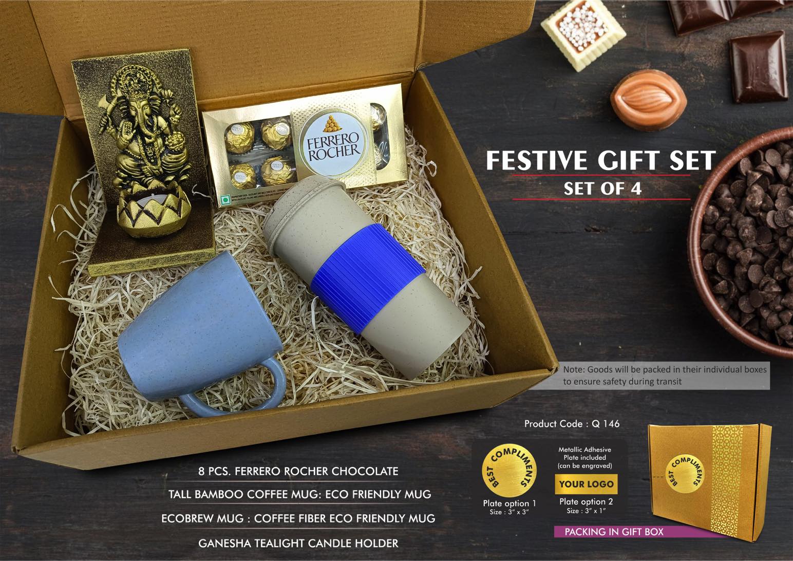 Ferrero Rocher & Bamboo Mug Suite | 4-Pc Festive Duo