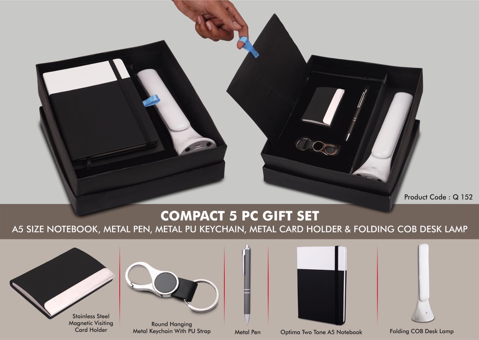 Portable COB Desk Lamp & Notebook | 5-Pc Executive Set