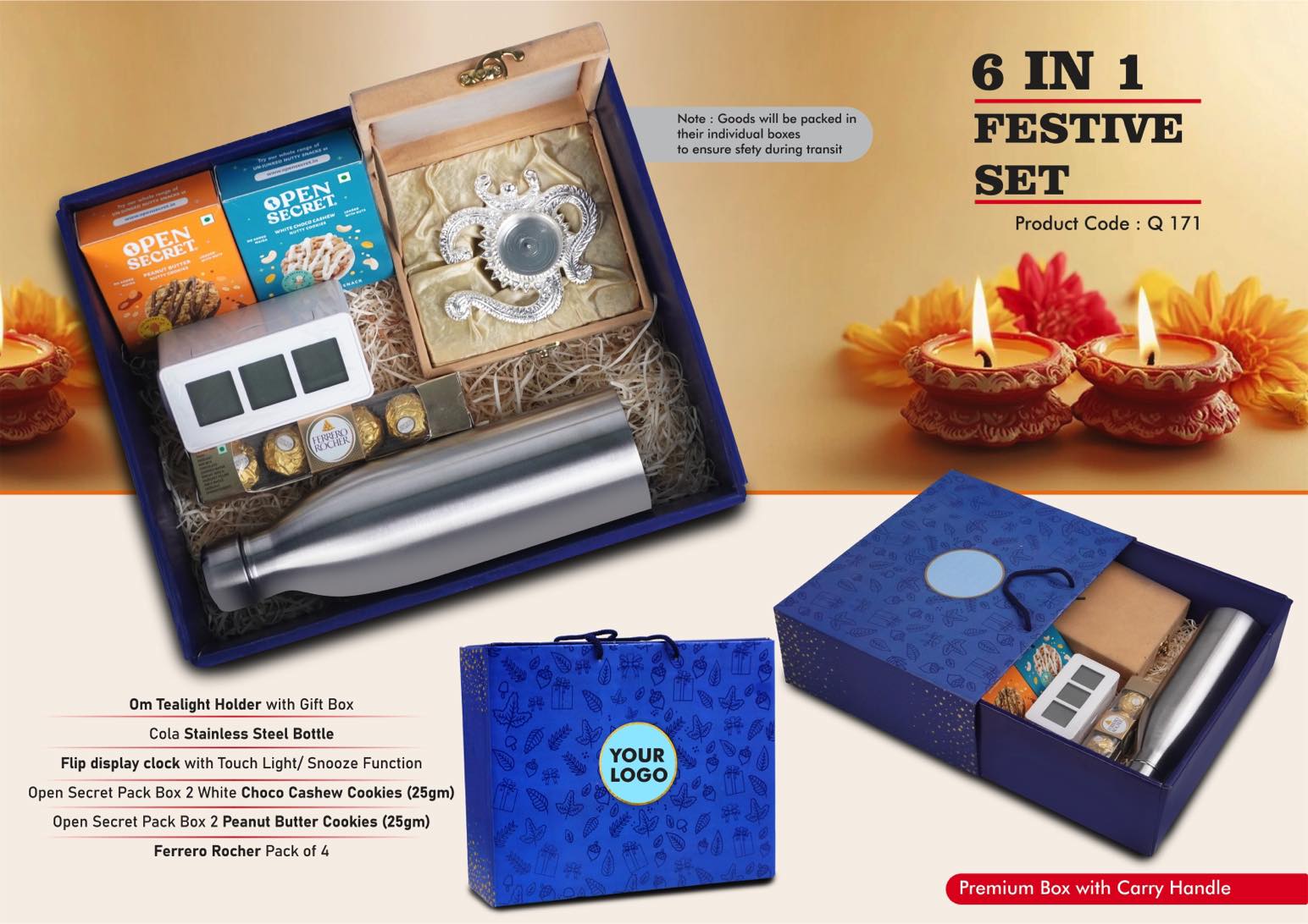 Digital Backlight Clock & Cola Bottle | 6-Pc Festive Suite