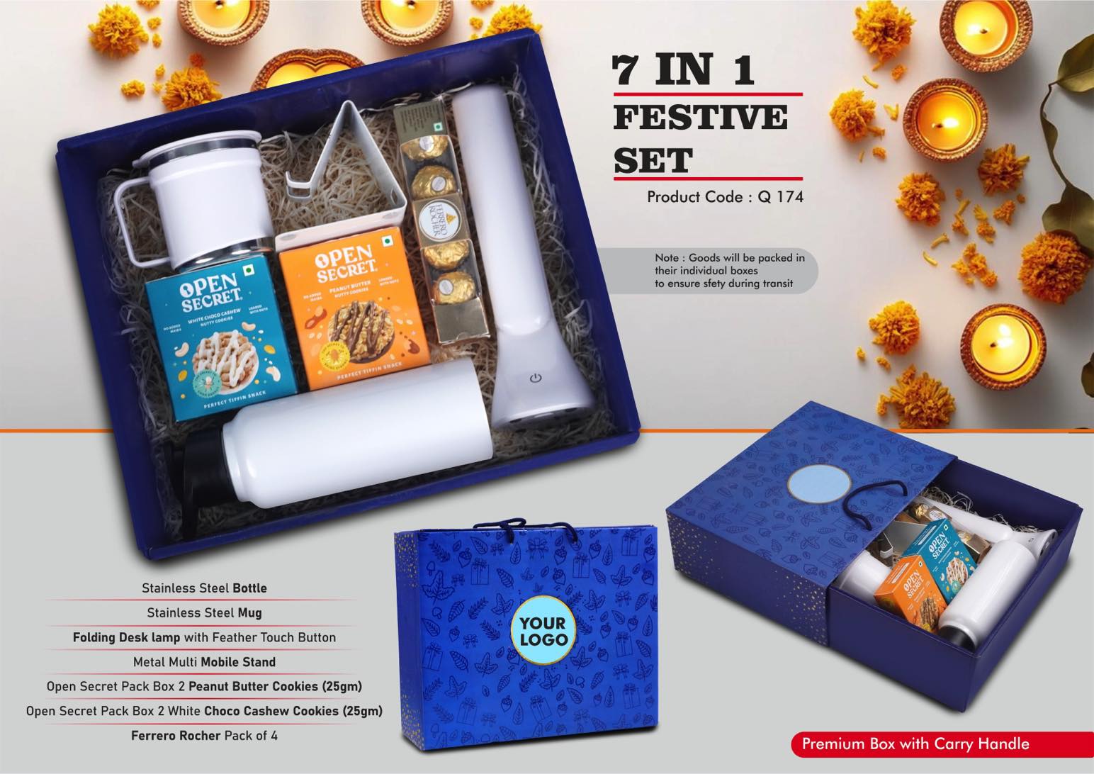 Folding Desk Lamp & SS Bottle | 7-Pc Festive Essentials
