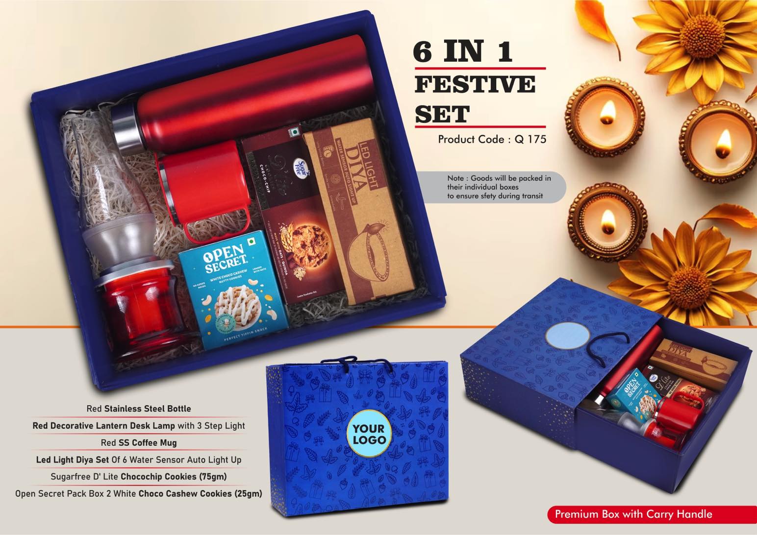 Elite SS Bottle & Coffee Mug Trio | 6-Pc Festive Classic Set