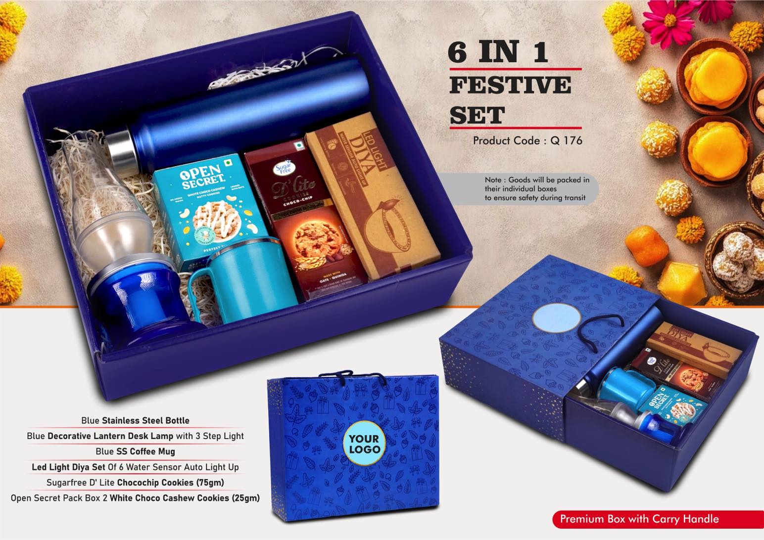 Decorative LED Lamp & SS Bottle | 6-Pc Festive Classic Set